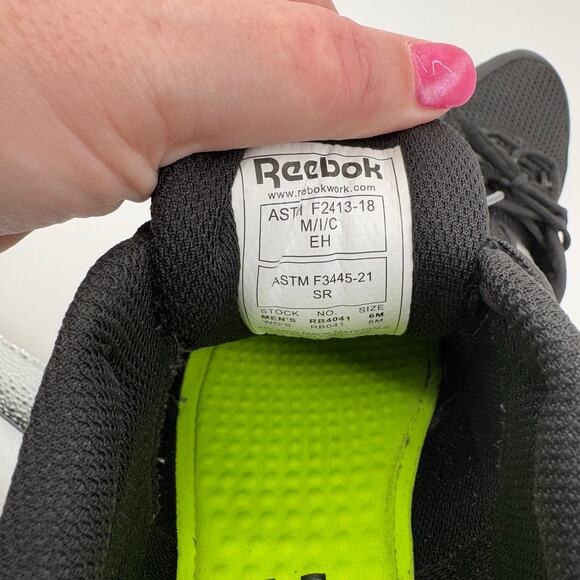 Reebok Work Sublite Cushion Alloy‎ Toe Safety Shoe Black Slip Resistant M 6 W 8 - Picture 6 of 9